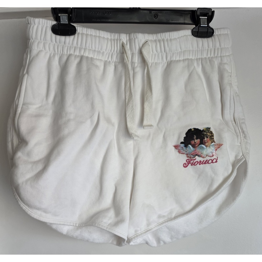 Fiorucci Women XL White Angels Cotton Shorts Casual Streetwear Hot Pants